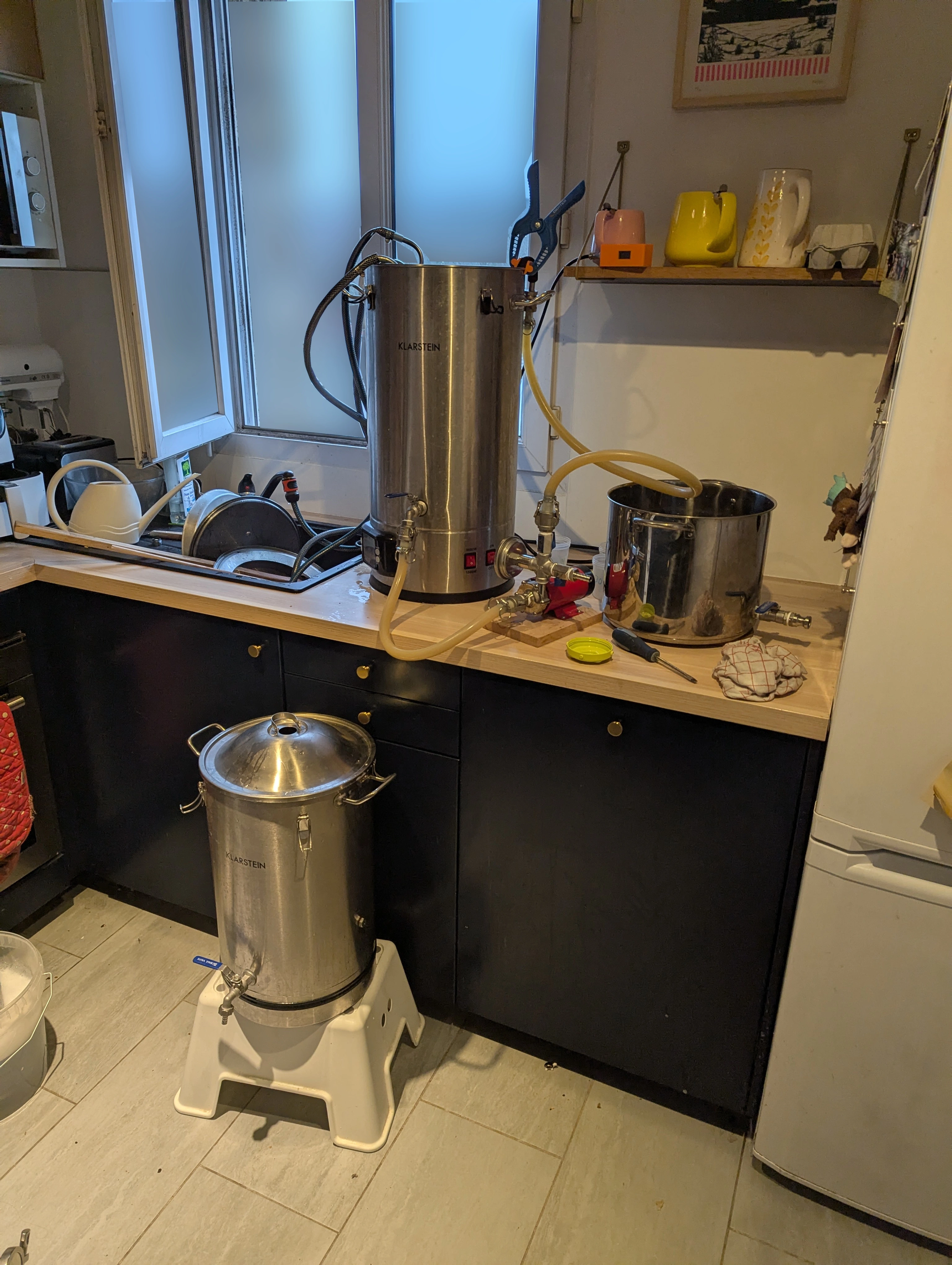 A picture of the fermenter ready to receive the wort